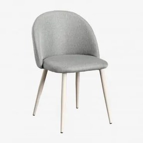 Cadeira de jantar de luxo Kana Beige Creme & Linho Cinza Concreto - Sklum
