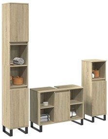 vidaXL 3 pcs conj. móveis casa banho derivados madeira carvalho sonoma