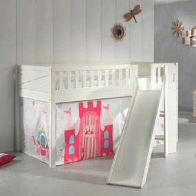 Conjunto cama Infantil SCOTT + escorrega + cortina de brincar PRINCESAS Branca