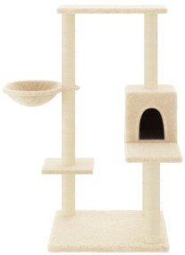 Árvore para gatos c/ postes arranhadores sisal 95 cm cor creme