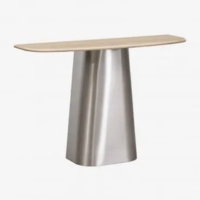 Consola De Entrada 120x40 Cm Em Pedra Natural E Aço Inoxidável Moreila Travertino - Sklum