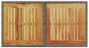 Mesa de jardim 100x55x73 cm vime PE/madeira de acácia cinzento
