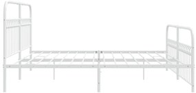 Estrutura de cama com cabeceira e pés 200x200 cm metal branco