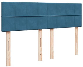 Cama com molas/colchão 160x200 cm veludo azul