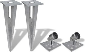 vidaXL Espetos de enterrar para postes de contenção 2 pcs aço