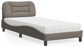 vidaXL Cama com colchão 90x190 cm tecido castanho-acinzentado