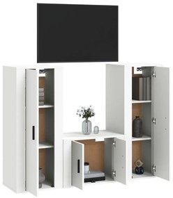 Conjunto móveis de TV 3 pcs madeira processada branco