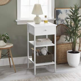 Mesa de cabeceira, mesa auxiliar, gaveta e compartimentos abertos 35,1 x 35,1 x 70,1 cm branco 