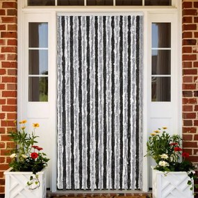 vidaXL Cortina anti-insetos 100x220 cm chenille cinzento e preto