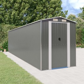 vidaXL Abrigo de jardim 192x772x223 cm aço galvanizado cinzento-claro