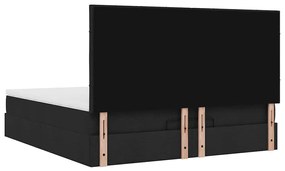 Estrutura de cama otomana com colchão 160x200 cm tecido preto