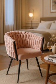 Cadeira Widny Black Veludo - Rosa