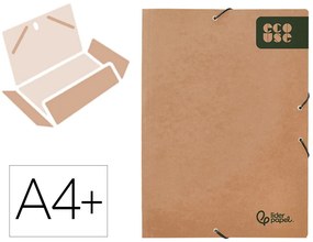Pasta de Elásticos Folio 3 Abas Ecouse Cartolina Kraft 400 g/m2 Cor Castanha