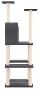 Árvore para gatos c/ arranhadores sisal 144,5 cm cinza-escuro