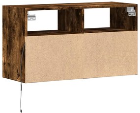 Móvel de parede p/ TV c/ luzes LED 80x31x45 cm carvalho fumado