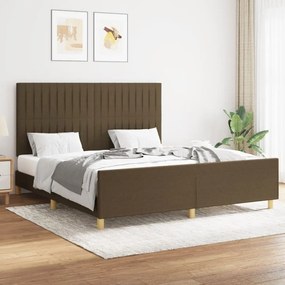 Estrutura de cama 160x200 cm tecido castanho-escuro