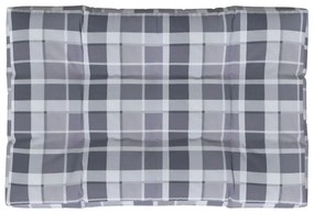 Almofadão p/ sofá de paletes 120x80x12cm tecido xadrez cinzento