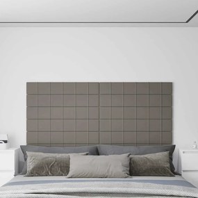 vidaXL Painel de parede 12 pcs 90x15 cm veludo 1,62 m² cor cinza-claro