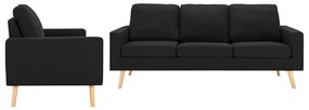 3056643 vidaXL 2 pcs conjunto de sofás tecido preto