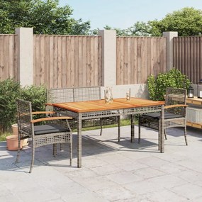 vidaXL 4 pcs conjunto de jantar p/ jardim c/ almofadões vime PE cinza