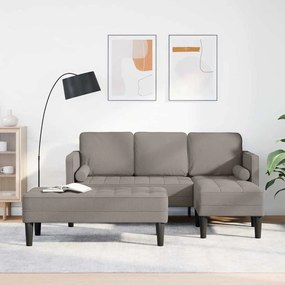 vidaXL Conjunto de Sofás de 2 Peças com Almofadas em Tecido Taupe