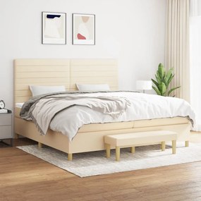 vidaXL Cama com molas/colchão 200x200 cm tecido cor creme