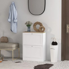 Sapateira, Móvel para sapatos  60 x 23,5 x 80 cm com capacidade para 12 pares, móvel de entrada com 2 gavetas rebatíveis e prateleiras ajustáveis,, br