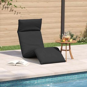 Espreguiçadeira dobrável 175x54x8,5 cm tecido Oxford preto