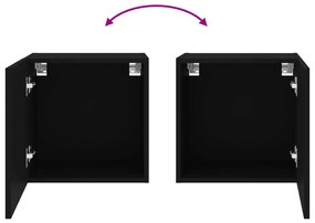Móveis parede p/ TV 2pcs 40,5x30x40 cm derivados madeira preto