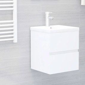 vidaXL Armário com lavatório embutido derivados de madeira branco