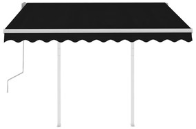 Toldo retrátil manual com postes 3x2,5 m antracite