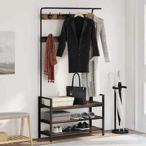 vidaXL Cabideiro Carvalho Defumado 95 x 34 x 184 cm Madeira processada