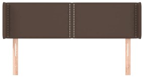 Cabeceira cama c/ abas couro artificial 147x16x78/88cm castanho