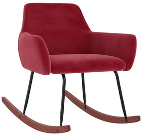 vidaXL Cadeira de baloiço veludo vermelho tinto