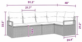 Conjunto de Sofá de Jardim com 6 Peças e Almofadas, Rattan Preto