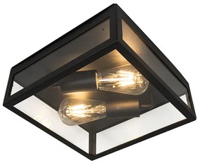 Luminária de teto exterior industrial preta 2 luzes - Rotterdam Moderno