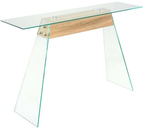 vidaXL Mesa consola em vidro e MDF 120x30x76 cm cor de carvalho