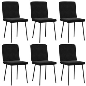 Cadeiras de jantar 6 pcs veludo preto