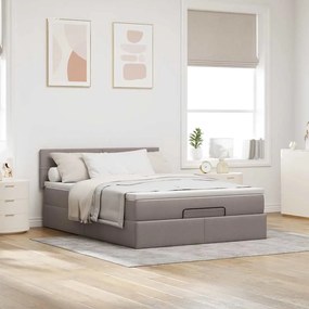 Cama otomana com colchão 140x200 cm tecido cinza