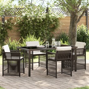 vidaXL Conjunto de Jantar para Jardim com Almofadas Marron Vime Poly Rattan