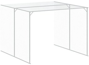 Casota cães c/ parque 214x1273x181 cm aço galvaniz. cinza-claro