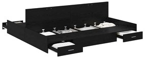 Estrado de cama com arrumação Carvalho preto 180 x 200 cm