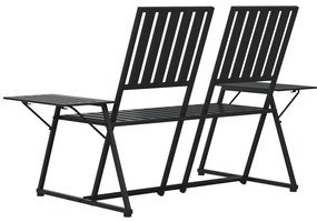 Banco de jardim de 2 lugares 165 cm aço preto