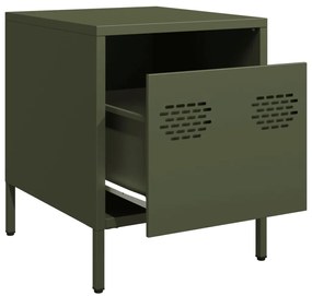 Mesas de cabeceira 2 pcs 35x39x43,5 cm aço verde-azeitona
