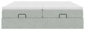 Estrutura cama otomana colchões 180x200cm veludo cinzento claro