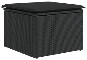 5 pcs conjunto sofás de jardim com almofadões vime PE preto