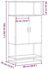 Armário alto 68x35x139 cm derivados madeira e metal preto