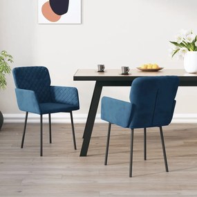 Cadeiras de jantar 2 pcs veludo azul