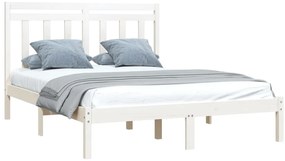 Estrutura de cama king 150x200 cm madeira maciça branco