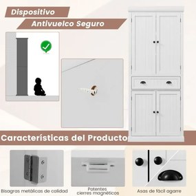 Armario arrumação com estantes reguláveis de 2 portas com gaveta para sala de estar Sala de jantar e corredor 76 x 40 x 183 cm Branco